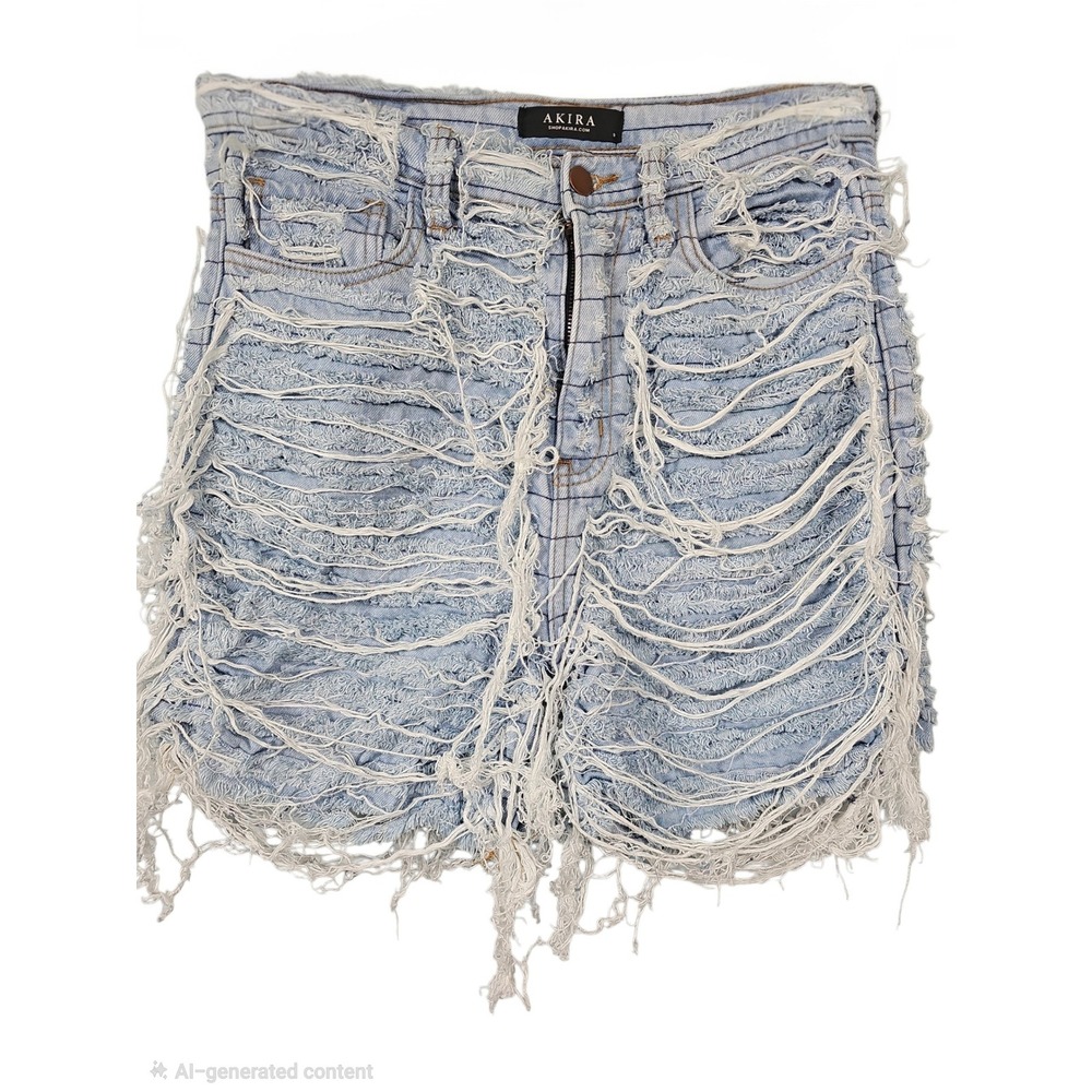 Akira Denim Shorts Mess With Me Super Distressed Light Wash Women Size 9